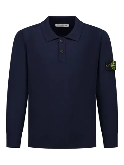 Stone Island Kids' Compass-badge Polo Shirt In Blue