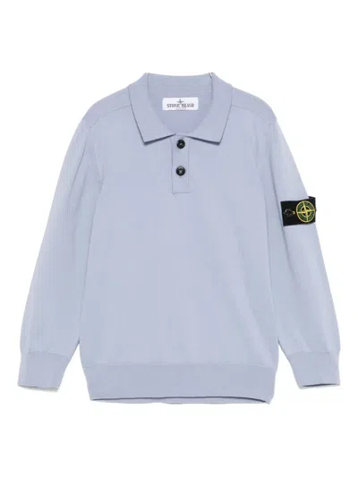 Stone Island Kids' Compass-badge Polo Shirt In Purple