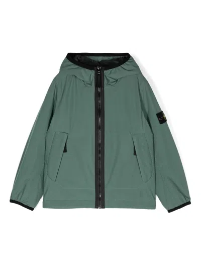 Stone Island Kids' Compass-badge Puffer Jacket In Sage Grün