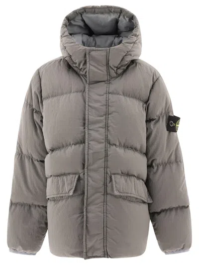 Stone Island Kids' Compass-badge Quilted Jacket In Verde