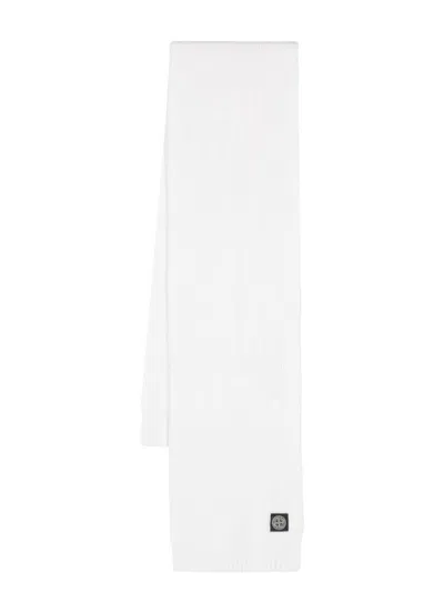 Stone Island Kids' Compass-badge Scarf In White