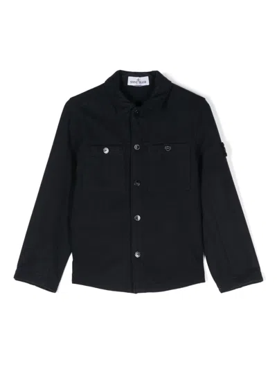 Stone Island Kids' Compass-badge Shirt In 蓝色