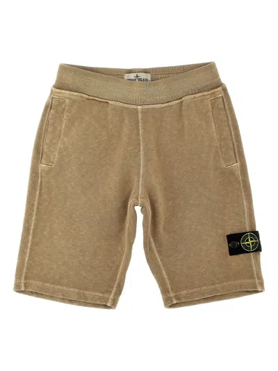 Stone Island Babies' Compass-badge Shorts In Brown
