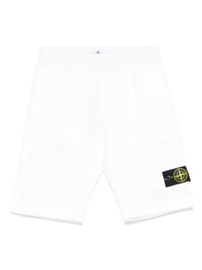 Stone Island Kids' Compass-badge Shorts In 白色