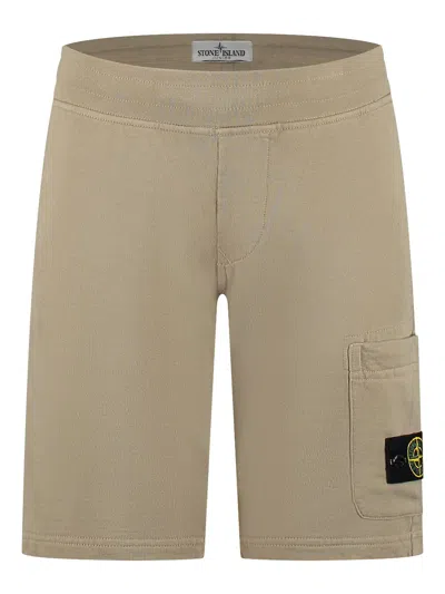 Stone Island Kids' Compass-badge Shorts In Neutrals