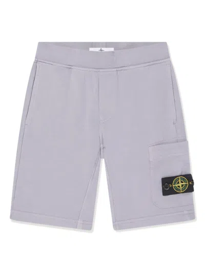 Stone Island Junior Kids' Compass-badge Shorts In Purple