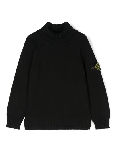 Stone Island Kids' Compass-badge Sweater In Black