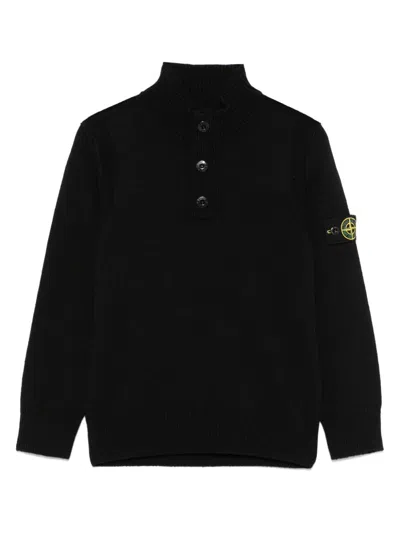 Stone Island Junior Kids' Compass-badge Sweater In Black