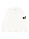 Stone Island Kids' Compass-motif Cotton Sweatshirt In White