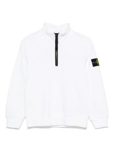 Stone Island Kids' Compass-badge Sweatshirt In 白色