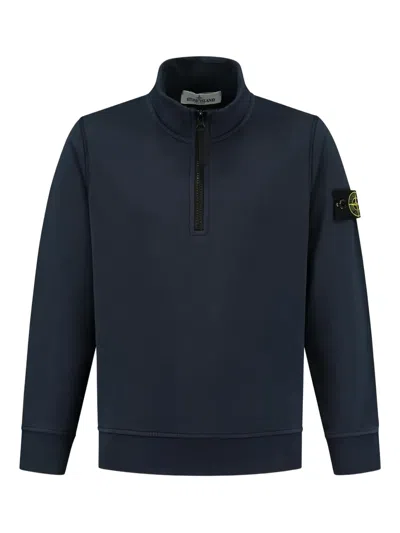Stone Island Kids' Compass-badge Sweatshirt In Blue