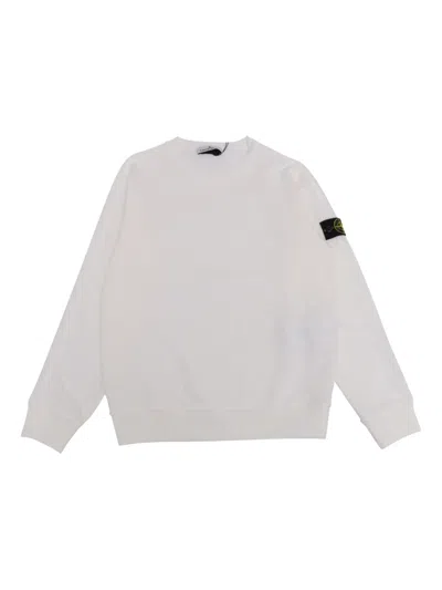 Stone Island Kids' Compass-badge Sweatshirt In White