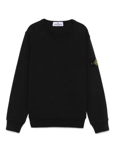 Stone Island Kids' Compass-badge Sweatshirt In Black