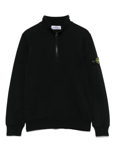 Stone Island Kids' Compass-badge Sweatshirt In Black
