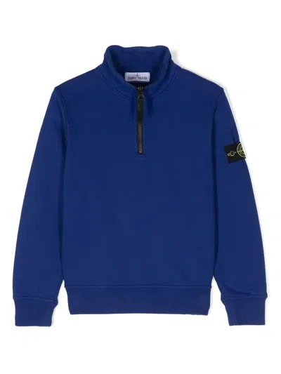 Stone Island Kids' Compass-badge Sweatshirt In Blue