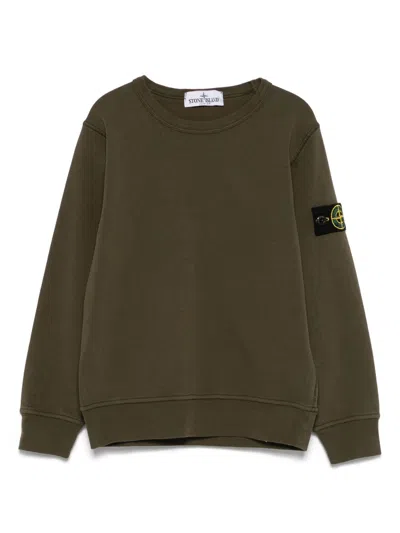 Stone Island Kids' Compass-badge Sweatshirt In Green