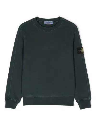 Stone Island Junior Kids' Compass-badge Sweatshirt In Green