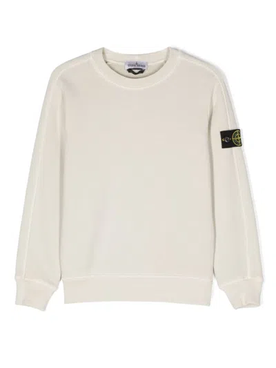 Stone Island Kids' Compass-badge Sweatshirt In Neutrals