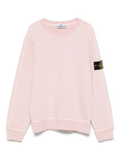 Stone Island Kids' Compass-badge Sweatshirt In Pink