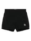 Stone Island Compass-motif Shorts In 黑色