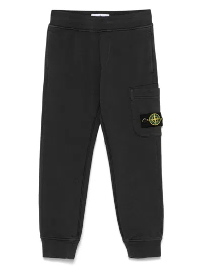 Stone Island Kids' Compass-badge Track Pants In 灰色