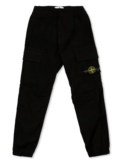 Stone Island Kids' Compass-badge Track Pants In 黑色