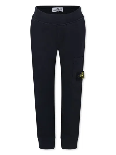 Stone Island Kids' Compass-badge Track Pants In Blue
