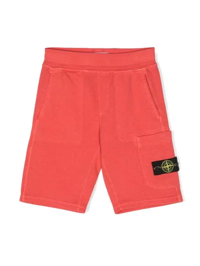 Stone Island Compass-badge Track Shorts In 红色