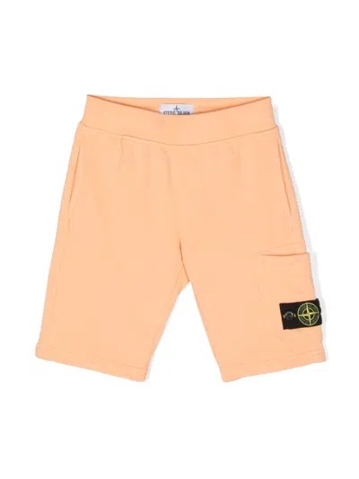 Stone Island Kids' Compass-badge Track Shorts In Orange