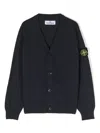 Stone Island Compass-badge V-neck Cardigan In Blue