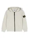 Stone Island Compass-badge Zipped Hoodie In Neutrals