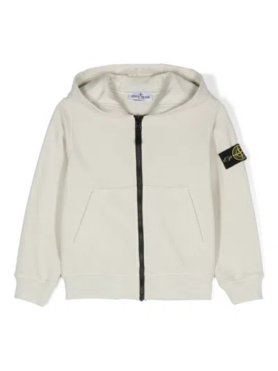 Stone Island Kids' Compass-badge Zipped Hoodie In Blue