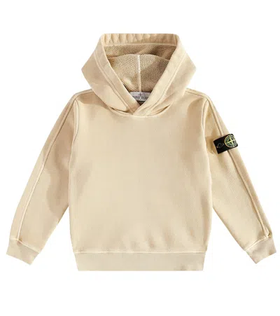 Stone Island Junior Kids' Compass Cotton Jersey Hoodie In Beige