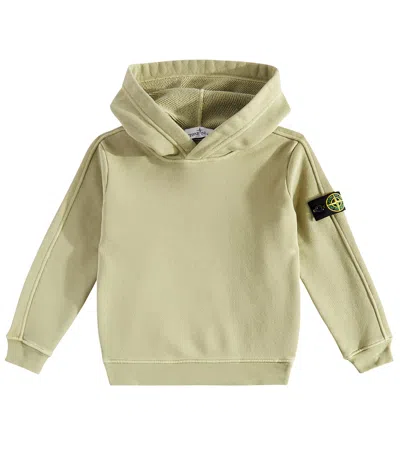 Stone Island Kids' Compass Cotton Jersey Hoodie In Green