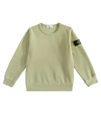 Stone Island Junior Kids' Compass Cotton Jersey Sweatshirt In Green