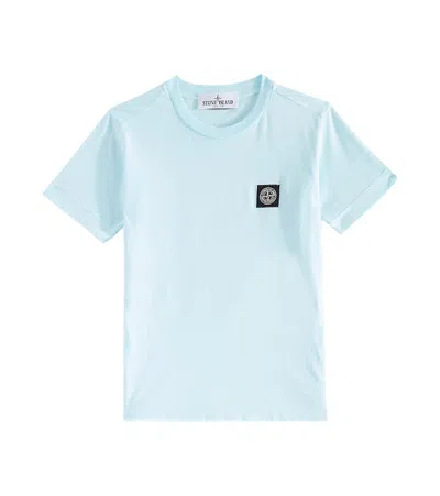Stone Island Junior Kids' Compass Cotton Jersey T-shirt In Blue