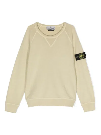 Stone Island Kids' Compass-detachable Badge Sweatshirt In Neutrals