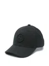 Stone Island Compass-embroidered Cap In Black