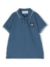Stone Island Compass Logo-patch Polo Shirt In Blau