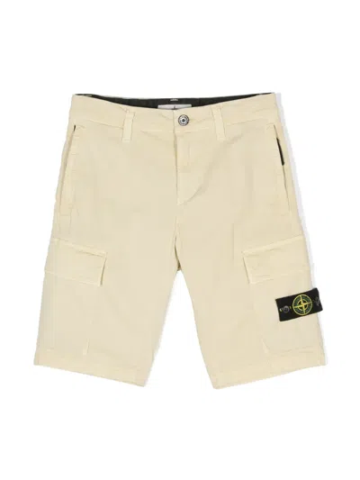 Stone Island Kids' Compass-motif Cargo Shorts In Neutrals