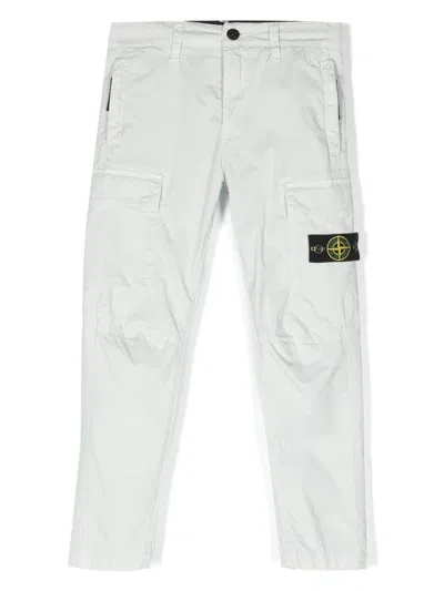 Stone Island Kids' Compass-motif Cargo Trousers In Grigio