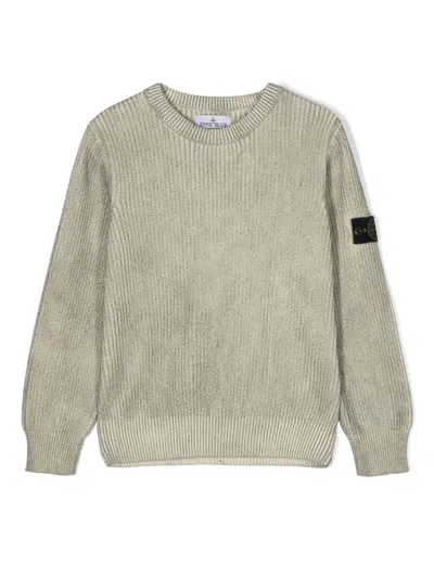 Stone Island Kids' Compass-motif Cotton Jumper In Grey