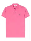 Stone Island Compass-motif Cotton Polo Shirt In Pink