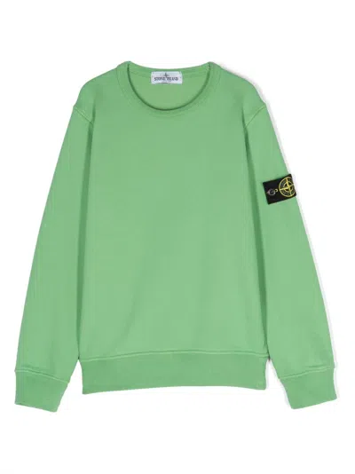 Stone Island Junior Kids' Compass-motif Cotton Sweatshirt In Green