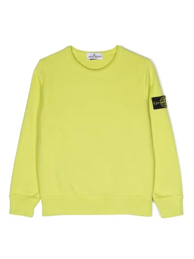Stone Island Kids' Compass-patch Crew-neck Sweatshirt In Gelb