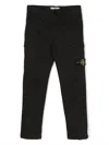 Stone Island Compass-motif Cotton Trousers In Black