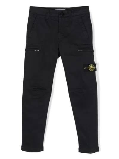 Stone Island Kids' Compass-patch Trousers In Blue