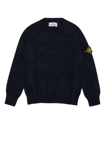Stone Island Kids' Compass-motif Crewneck Jumper In Navyblue