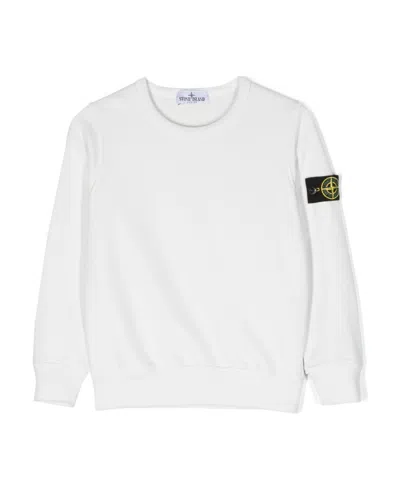 Stone Island Junior Compass-motif Crewneck Sweatshirt In Nude