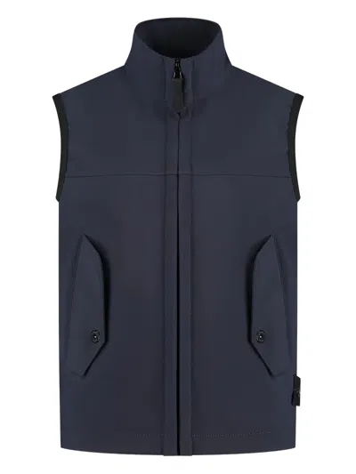 Stone Island Compass-motif Gilet In Blue